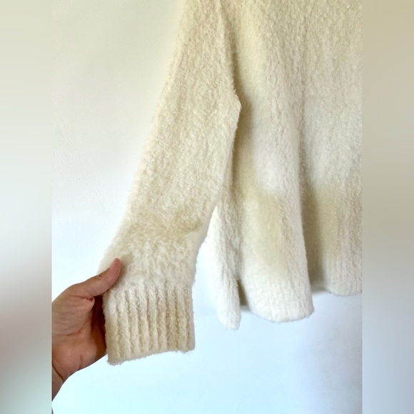 Anthropologie Sleeping On Snow Ivory Wool & Alpaca Blend Open Front Cardigan - Picture 3 of 8